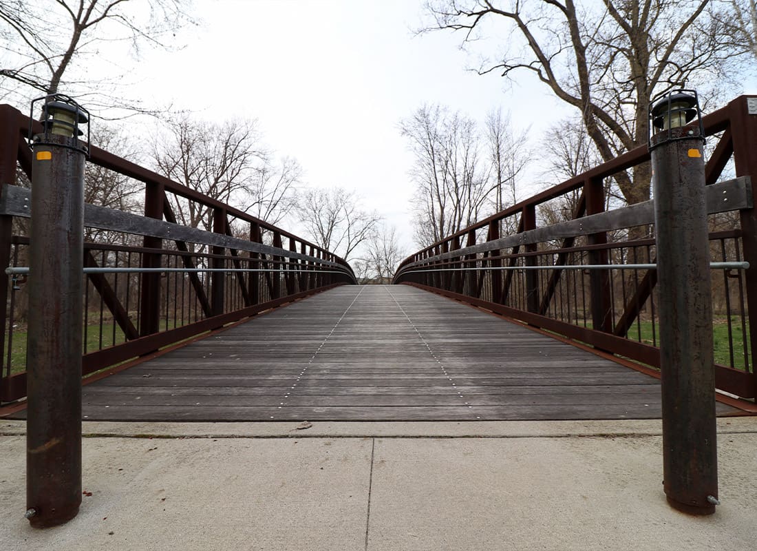 Utica, MI - Bridge in Clinton River Heritage Park in Utica, Michigan